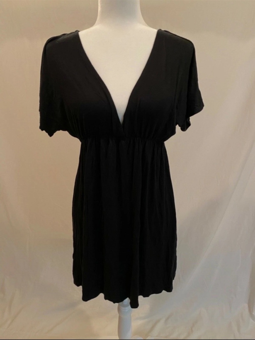 NWOT ANA Black Dress With Batwing Sleeves size large